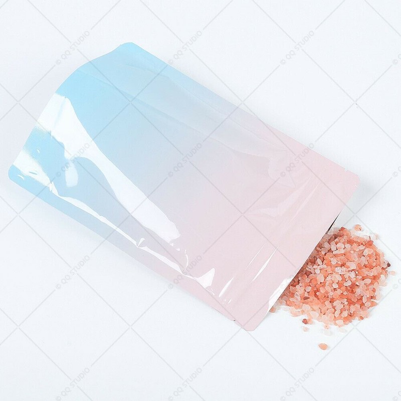 5x7in Glossy Pink&Blue Foil Mylar Stand Up Zip Lock Bag w/ Desiccant