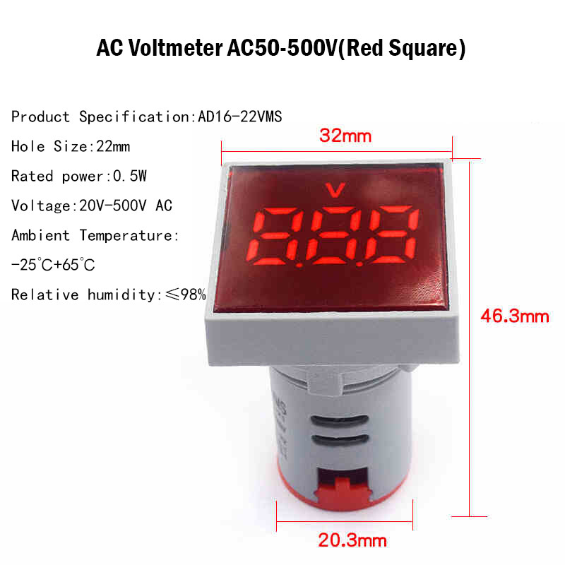 Digital LED Display Volt & Amp & Hertz & TEMP Meter Monitor Signal Indicator