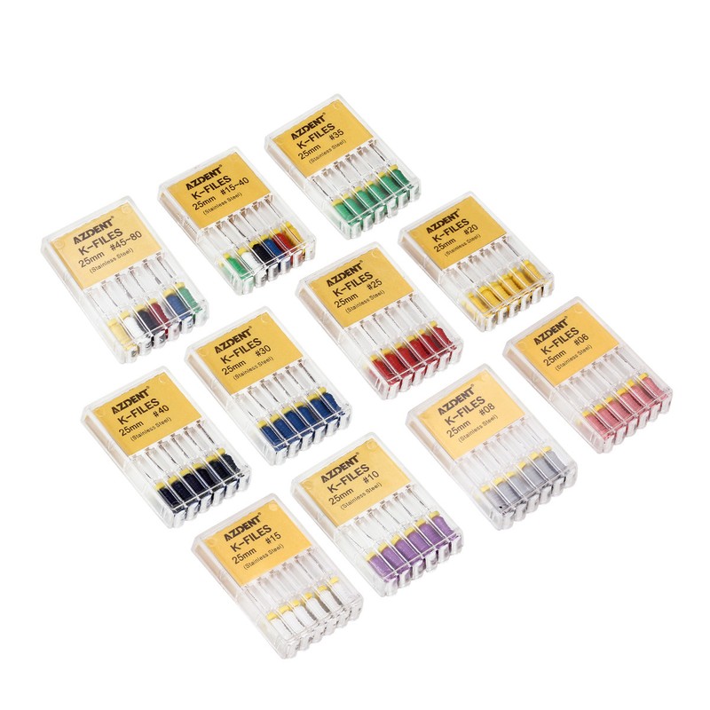 Dental Endo Root Canal Files Stainless Steel K-Files Hand Use 25/21mm AZDENT gallery