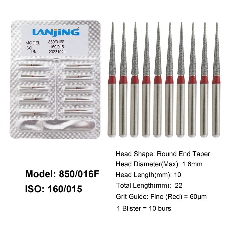 Dental Diamond Burs Football Round End Taper Coarse Fine FG High Speed 856 850 gallery