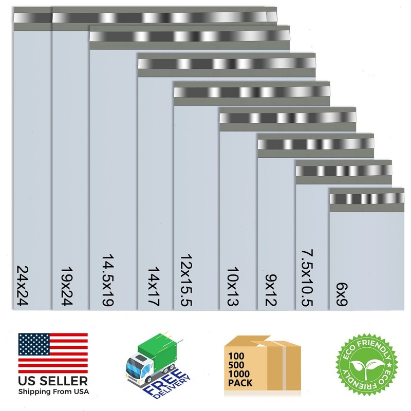 Poly Mailers Shipping Bags – 6×9 7.5×10.5 9×12 10×13 12×15.5 14×17 19×24 24×24