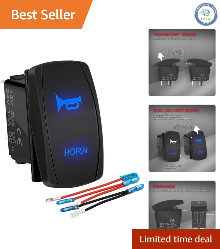Durable 12V Momentary Rocker Switch with Rating for Marine Vehicles