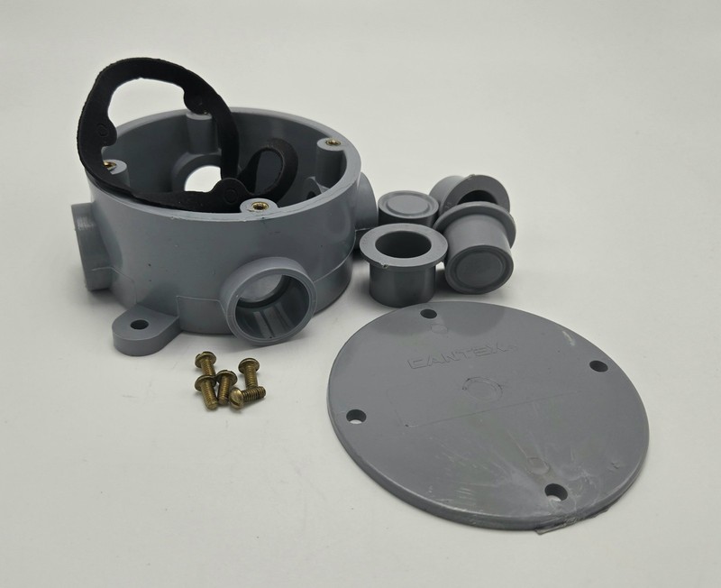 PVC Electrical Round Junction Box 3/4″ (Lot of 5) Cantex 5133691