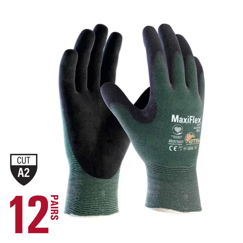 Maxiflex Cut Men’S Large Green ANSI 2 Premium Nitrile-Coated Outdoor and Work Gl