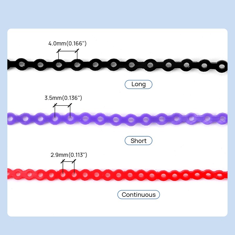 Dental Orthodontic Elastic Rubber Power Chain Braces Bands Short/Long/Continue gallery