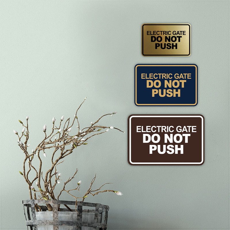Signs ByLITA Classic Framed, Electric Gate Do Not Push Wall or Door Sign gallery