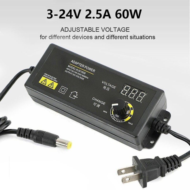 60W Power Supply DC 3V~24V Adjustable Variable Universal Switching AC/DC Adapter gallery