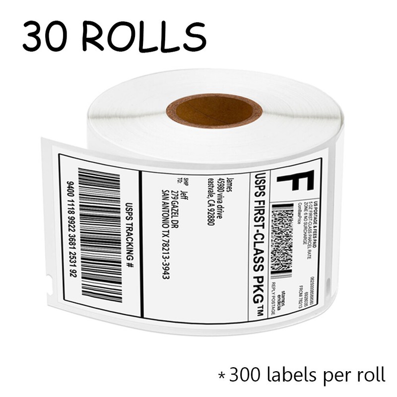 30Rolls 59mmx102mm Large White Shipping 300 Labels 30256 For Dymo LabelWriter