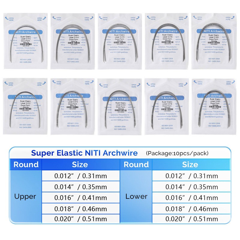 AZDENT Dental Orthodontic Super Elastic Niti Round Arch Wire Ovoid/Nature Form