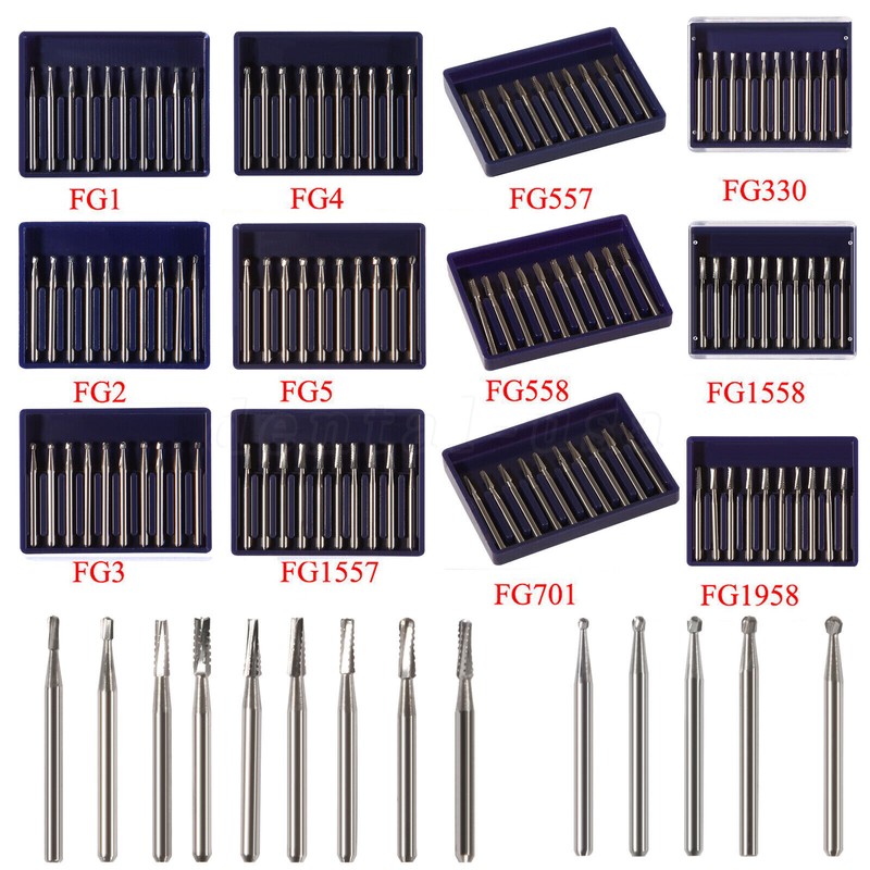 10-100pcs Fresas Dentales de Carburo de Tungsteno Redondas FG Alta Velocidad gallery