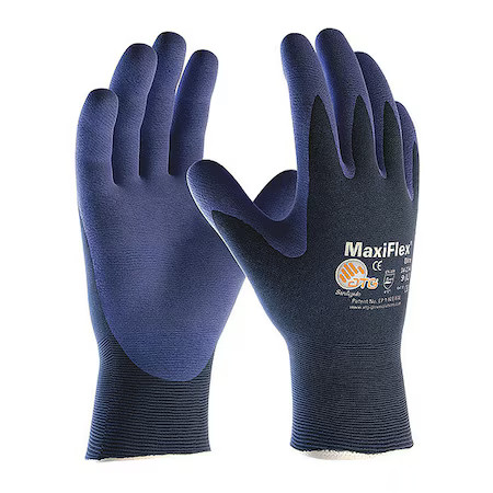 Pip 34-274/L Coated Gloves, Foam Nitrile, Foam, Palm, 3 Abrasion Level, Blue, L