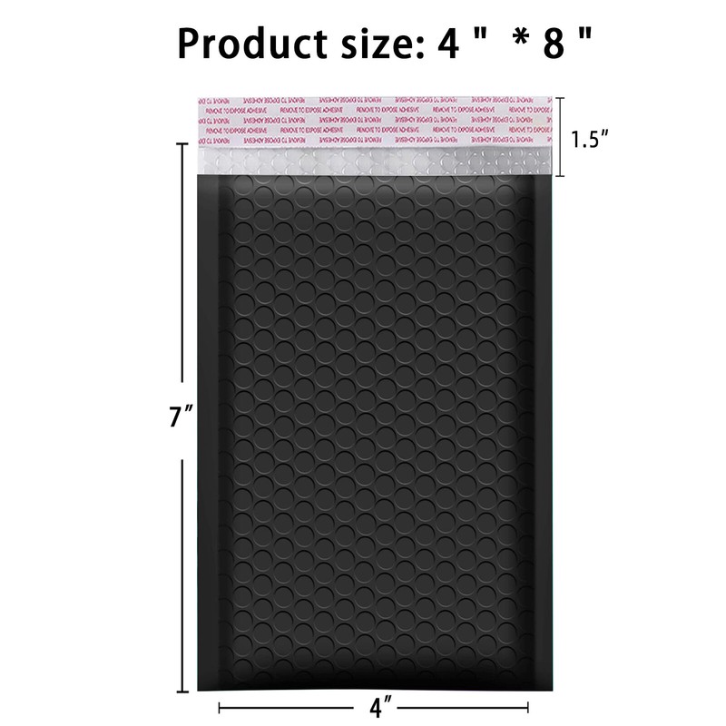 #000 4x8 (4x7) Poly Bubble Padded Envelopes Mailers Shipping Bags BLACK 100 PCS gallery