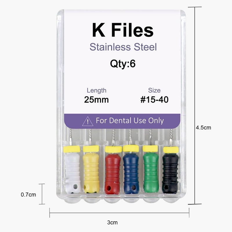 Dental Endo Root Canal File K-files 25mm Stainless Steel #6#8#10#15-45 Hand File gallery