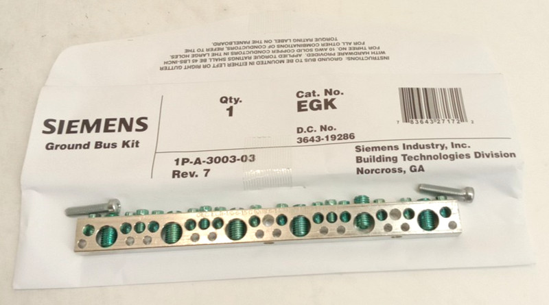 Siemens EGK Ground Bus Kit Aluminum 42 Position For P1/P2/P3 Panelboards