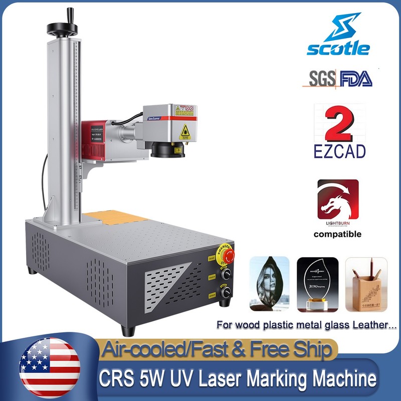 US 5W Air Cooled UV Laser Marking Engraving Machine For Glass Metal Wood Plastic