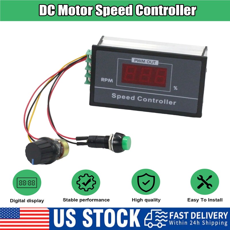 DC12-80V 30A Soft Start PWM Motor Speed Controller LED Digital Display Panels IS