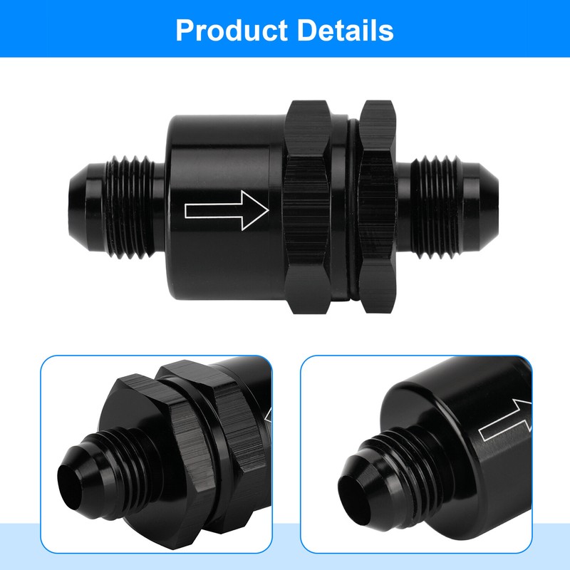 Black Aluminium -6 AN to AN6 Flare Inline Check Valve -Black gallery