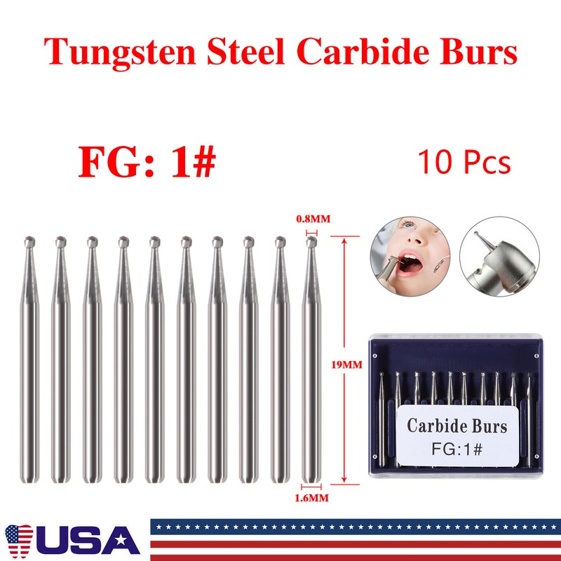 Carbide Burs FG Friction Grip CROSS CUT FISSURE ROUND END Pkg/10
