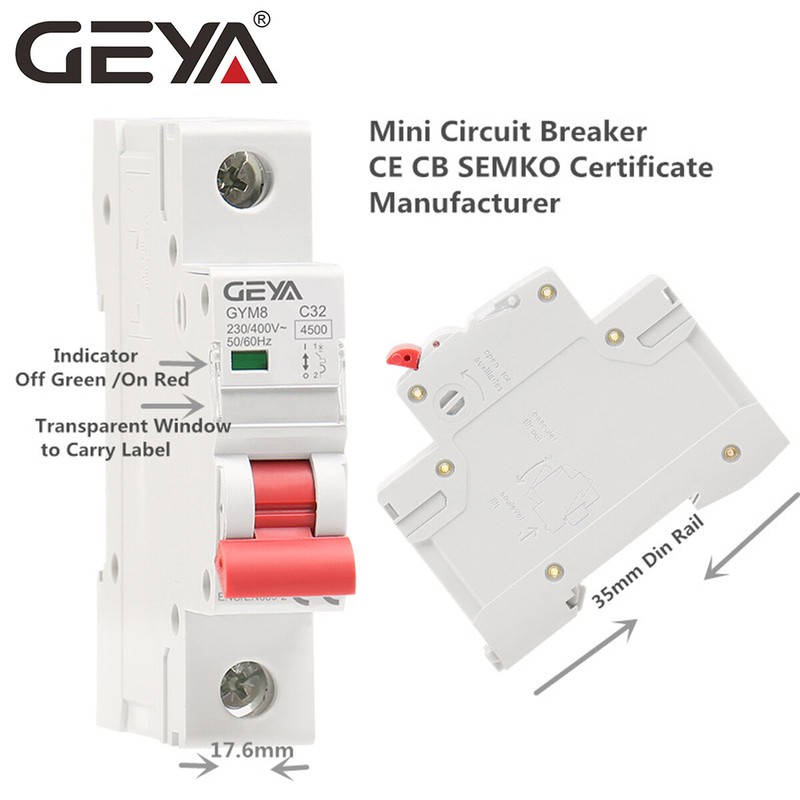 GEYA AC MCB Mini Circuit Breaker 2P 4.5kA 6/10/16/25/32/40/50/63A 400V 50/60Hz gallery