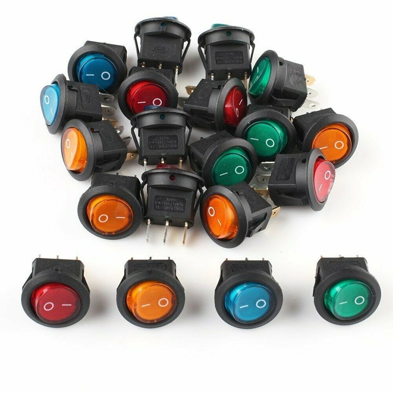 Switch Rocker 20x Accessories BOAT Electrical ILLUMINATED ON-OFF Plastic