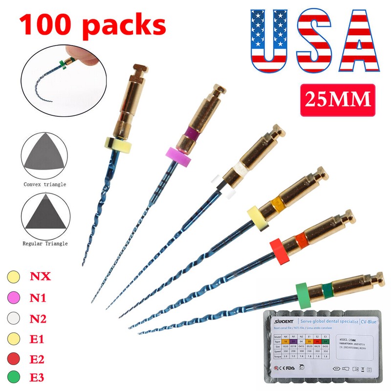 1-100Packs SANDENT Endo Files Root Canal Engine Files NITI Rotary tips 25MM USA gallery