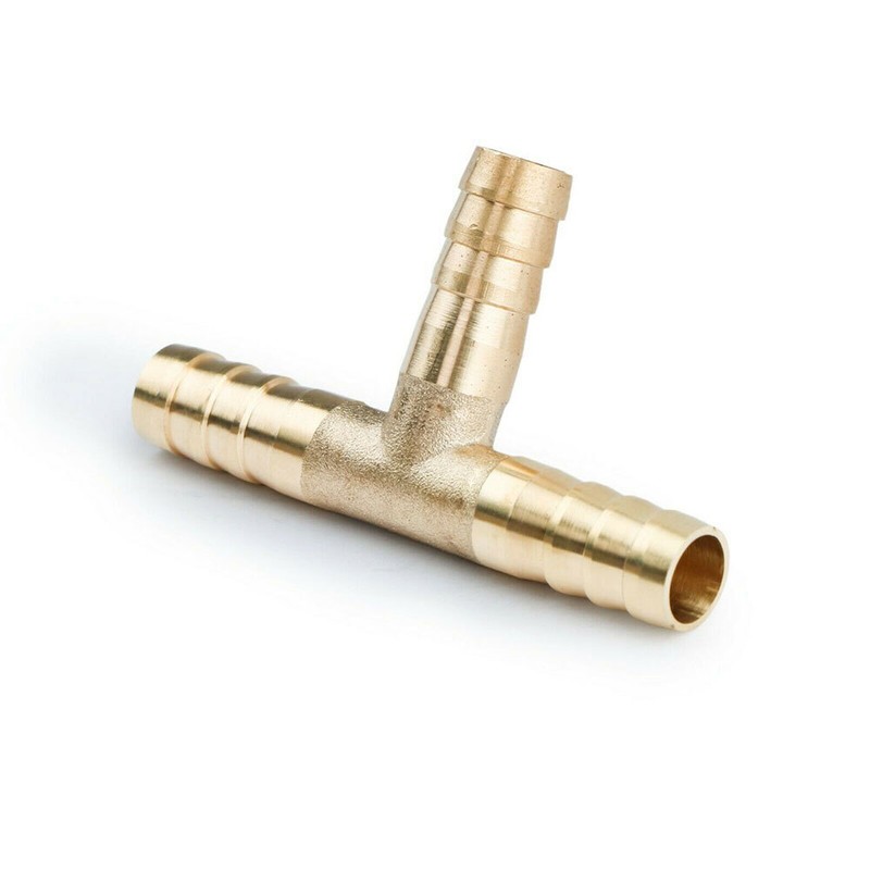 5PCS- 3/8 HOSE BARB TEE Brass Pipe 3 WAY T Fitting Thread Gas Fuel Water Air- gallery