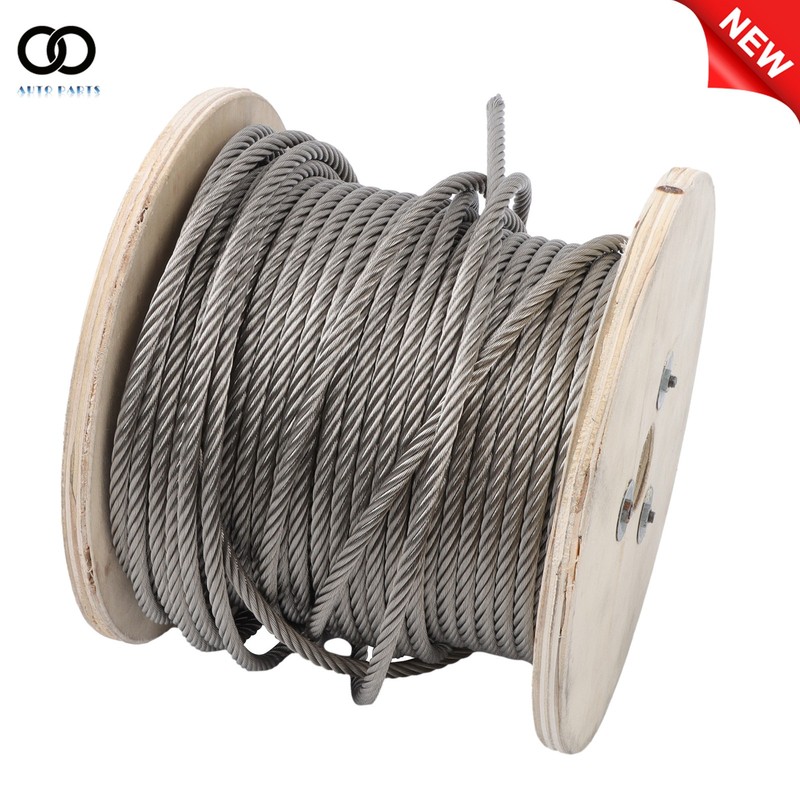 200FT 1/4″ Stainless Steel Cable, 7×19 Strand Wire Rope Aircraft Cable 6400lbs
