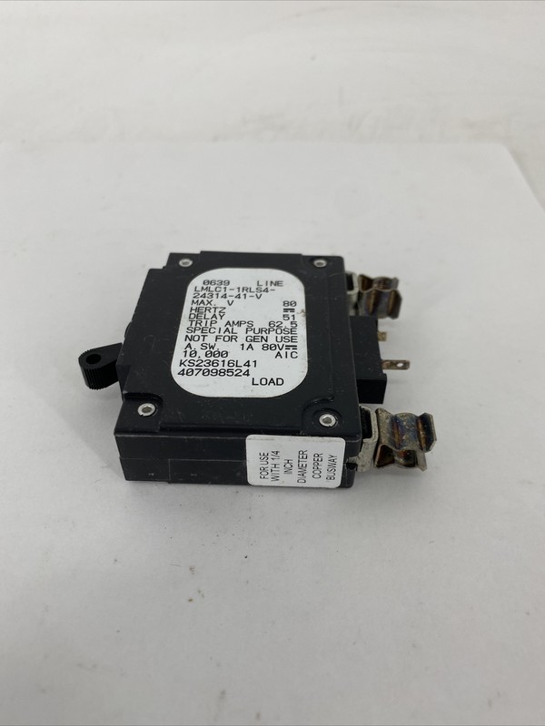 Airpax LMLC1-1RLS4-24314-41-V Bullet Circuit Breaker 1P 50A 80VDC Max gallery