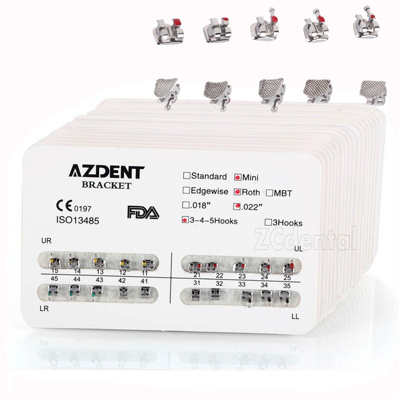 1-100X Dental Orthodontic Brackets Mini/Standard Roth MBT 022/018 Hooks 3/345