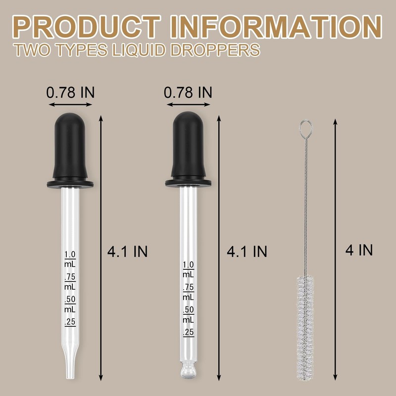 Glass Eye Dropper Vials with Super Suction Rubber Bulbs Clear 1ml 12 Pieces gallery