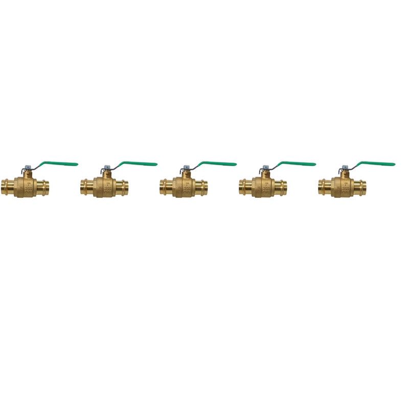 5 Pack XFITTING 1″ Press Ball Valve, Lead Free Brass, Full Port, ProPress