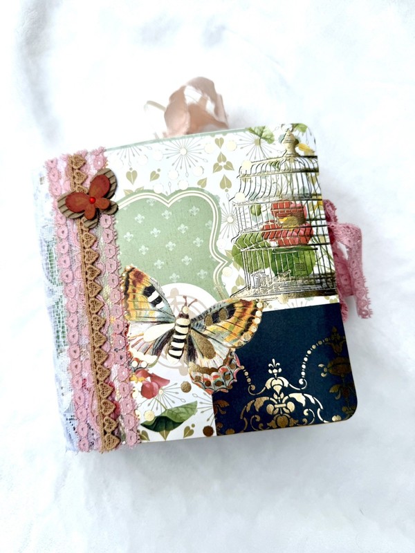 Junk Journal Book Butterfly theme Handmade No Sew Ephemera