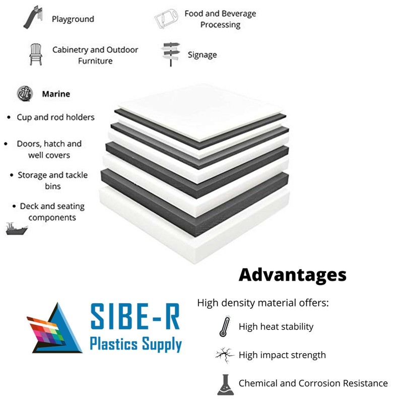 HDPE (High Density Polyethylene) 1/8" x 6" x 12" Natural Plastic Sheet gallery