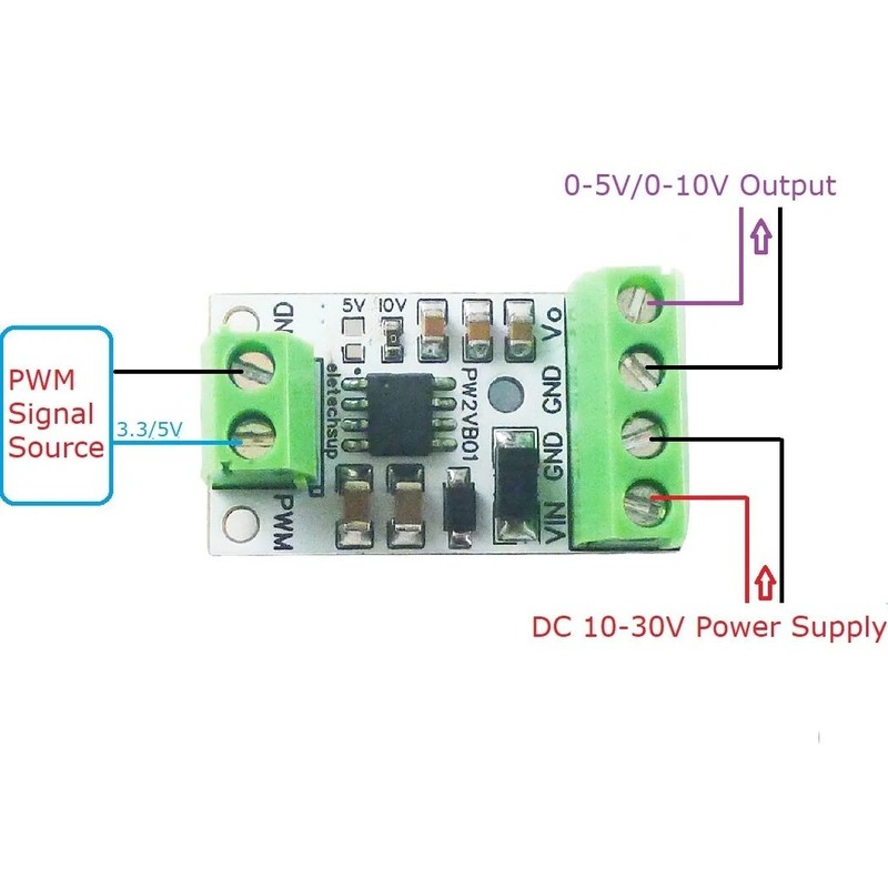 1/5PCS PWM to DAC Converter Input Pulse Signal Output 0-5V/0-10V Voltage Analog