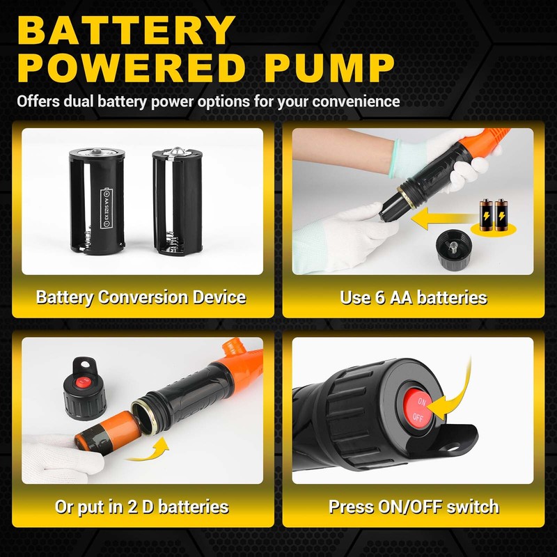 Battery Powered Electric Fuel Transfer Siphon Pump Gas Oil Water Liquid 2.4 GPM gallery