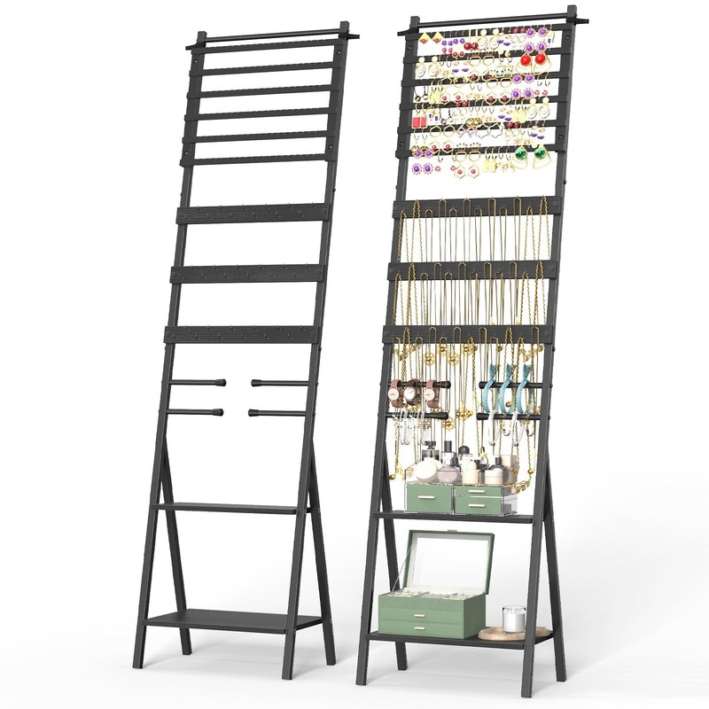 Jewelry Organizer Stand Floor Jewelry Holder Stand with Necklace Holder Earri…