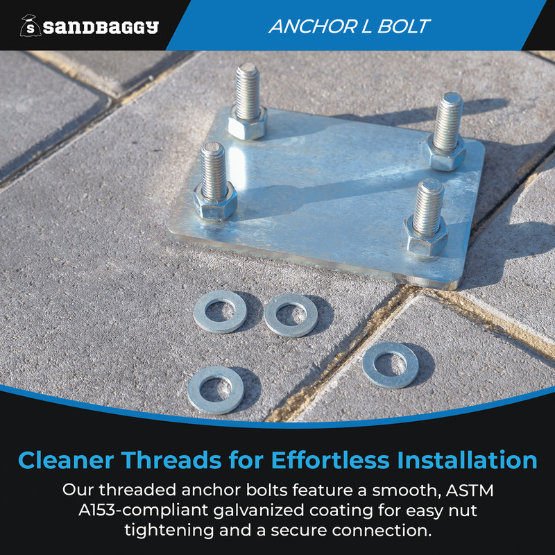 Sandbaggy 5/8" x 24" Threaded Concrete Anchor L-Bolts - Hot Dipped Galvanized gallery