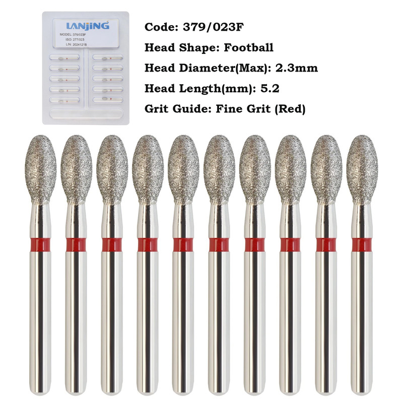 Dental Diamond Burs Football FG 368/023C 379/023 Egg Coarse Fine Grit High Speed gallery