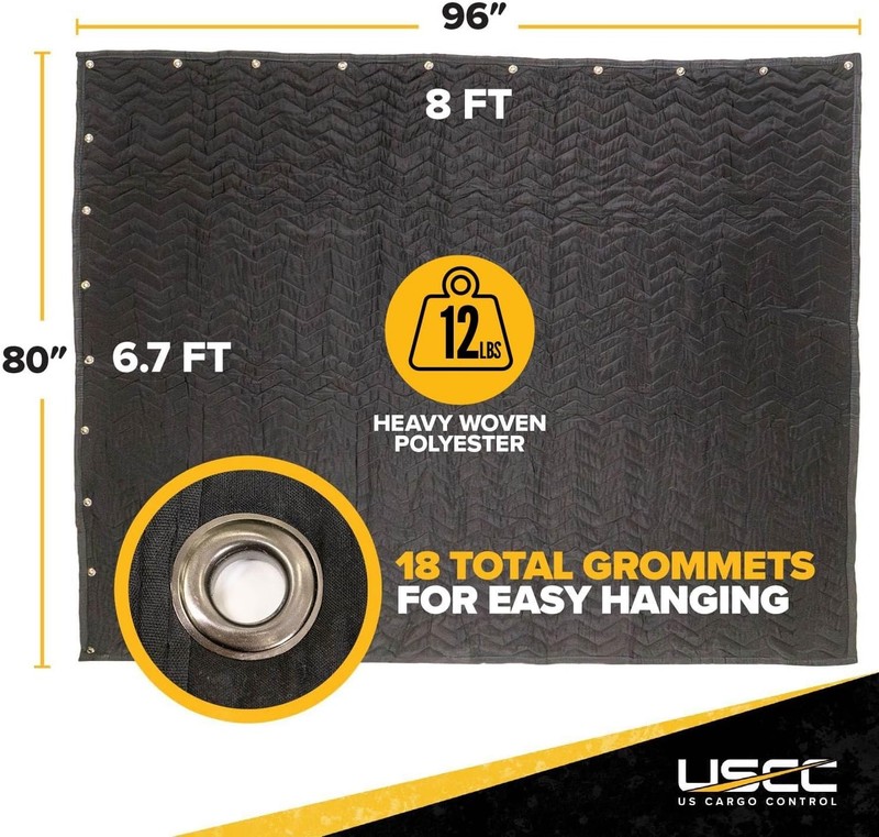 US Cargo Control 96"X80" Extra Large Sound Dampening Blanket with Grommets, Mach gallery