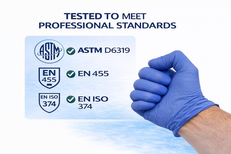 Cuff First Nitrile Exam Gloves Case 2000 Ct (16 x 125) Blue Latex-Free gallery