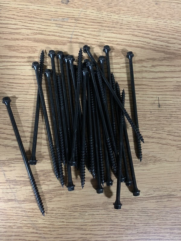 6″ Log Home Screws Log Black Bundle of 25 Wood Hex Head Coated Steel Timber 