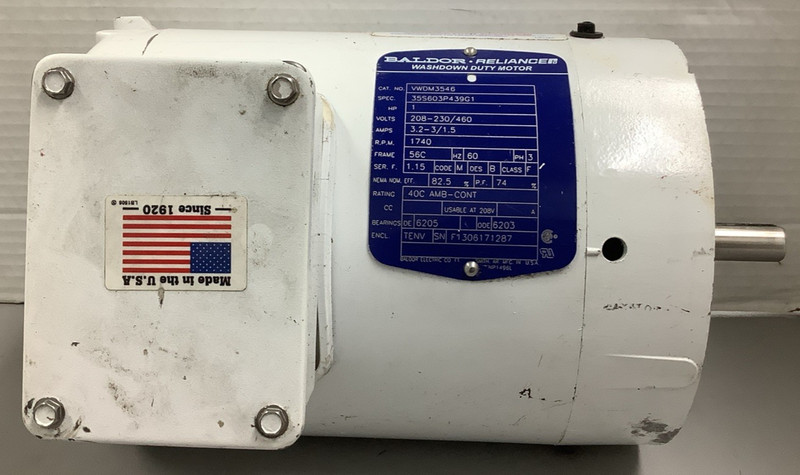 Baldor-Reliance VWDM3546 Washdown Duty Motor 1HP 1740RPM 208-230/460VAC (R105)