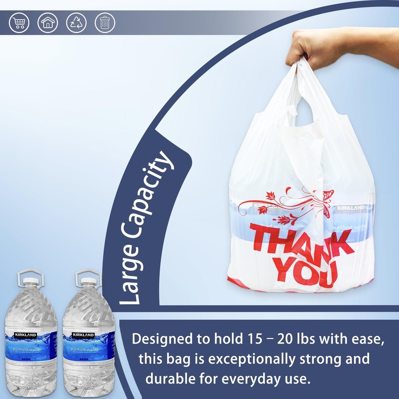 100 Pcs White Thank You Bags T Shirt Bags To Go Grocery Reusable Disposable gallery