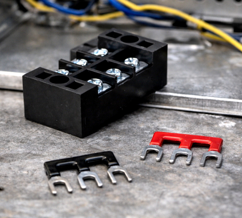 6 Position Barrier Terminal Block 25A 600V Panel Mount w Cover & Jumpers TB-2503 gallery