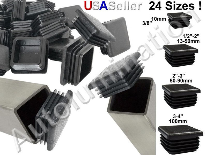 Plastic Black Blanking End Cap Caps Tube Pipe Inserts Plug Bung Steel Tubing Leg