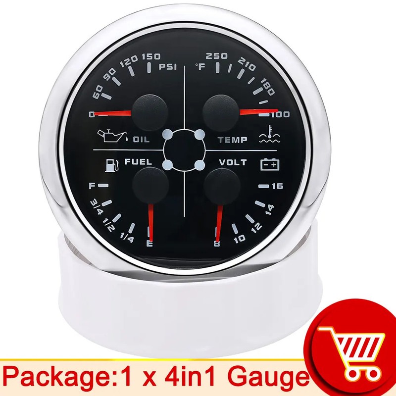 AD 85MM Fuel Pressure Measurement 4 In 1 Multifunction Gauge OilPressure Gauge
