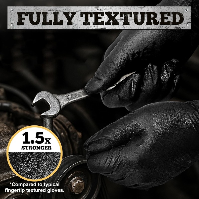 Ambidextrous Black Nitrile Disposable Gloves, 6 Mil, XL - Waterproof, 1000 Pack gallery