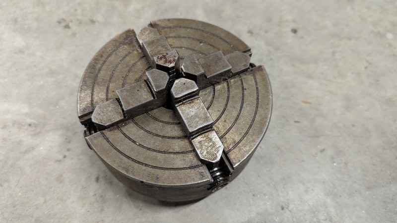 Hardinge 5″ 4-jaw lathe chuck w/Hardinge 2-3/16″ x 10 threaded back HLV-H DV-59