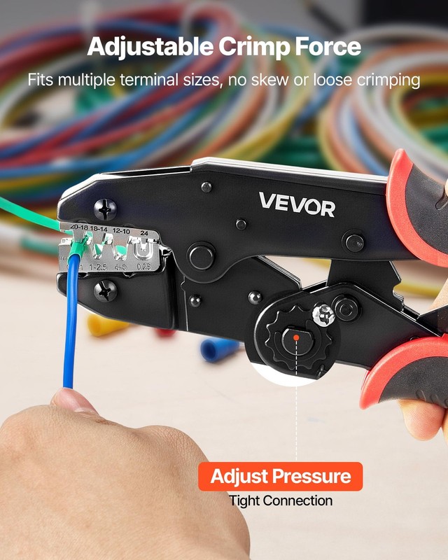 VEVOR Crimping Tool Ratcheting Wire Crimper 24-10 AWG for Electrical Terminals gallery