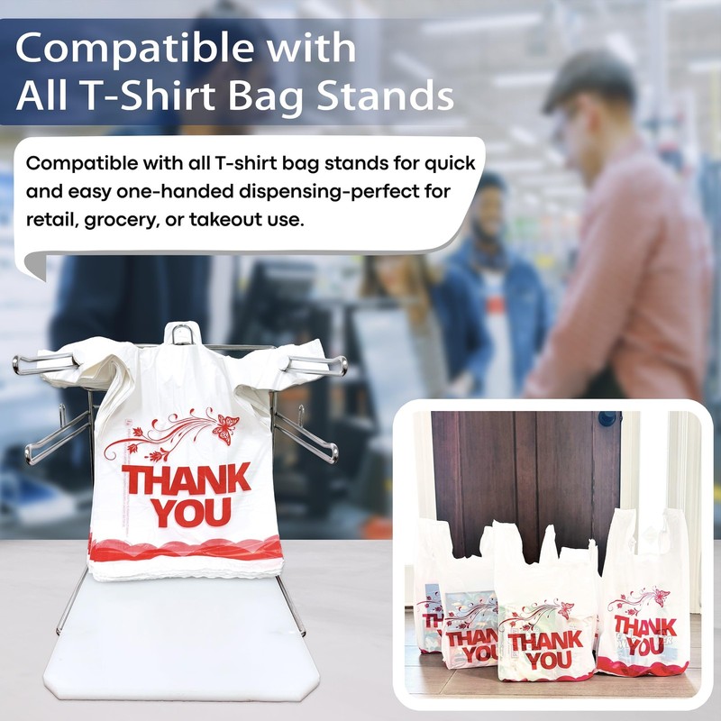 100 Pcs White Thank You Bags T Shirt Bags To Go Grocery Reusable Disposable gallery
